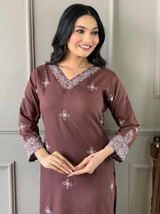 Elegant Maroon Chikankari Embroidered Kurta Set with Dupatta