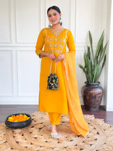 Yellow Embroidered Chanderi Silk Kurta set
