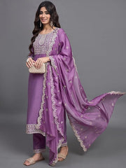 Women Embroidered Straight Kurta Set