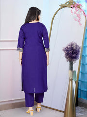 Royal Purple Embroidered Kurta Pant Set with Dupatta – Festive Elegance