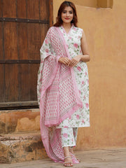 New Womens Regular Sleeve less Kurta With Trousers & Dupatta Sets for New Trend