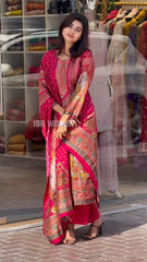 "Elegant Traditional Printed Lawn Suit with Matching Dupatta"