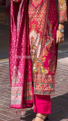 "Elegant Traditional Printed Lawn Suit with Matching Dupatta"