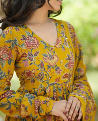 Bright Mustard Ethnic Wear with Dupatta