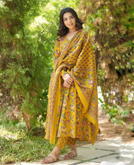 Bright Mustard Ethnic Wear with Dupatta