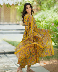 Bright Mustard Ethnic Wear with Dupatta