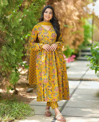 Bright Mustard Ethnic Wear with Dupatta