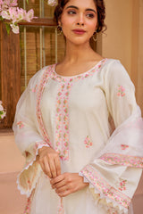 Ivory Garden β Embroidered Pastel Kurta Set