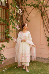 Ivory Garden β Embroidered Pastel Kurta Set