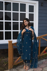 Stylish Blue Ethnic Suit with Intricate Embroidery