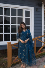 Stylish Blue Ethnic Suit with Intricate Embroidery