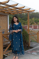 Stylish Blue Ethnic Suit with Intricate Embroidery