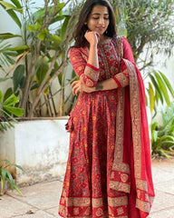 Regal Red – Floral Embroidered Traditional Suit Set