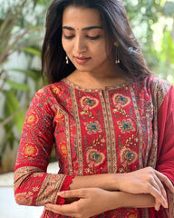 Regal Red – Floral Embroidered Traditional Suit Set