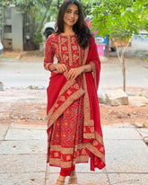 Regal Red – Floral Embroidered Traditional Suit Set