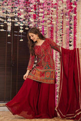 Stunning Red Ethnic Wear with Intricate Detailing