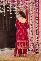 "Elegant Maroon Embroidered Lawn Suit – Festive Collection"