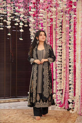 "Elegant Black Embroidered Lawn Suit – Festive Collection"