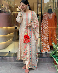 Elegant Floral Printed Ethnic Suit Set