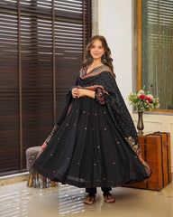 Elegant Black Embroidered Anarkali Suit