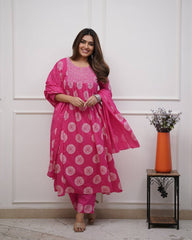 "Hot Pink Bandhani-Print Cotton Kurta Set – Everyday Elegance with Comfort"