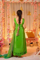"Elegant Green and Yellow Ombre Sharara Suit – Festive Wear"
