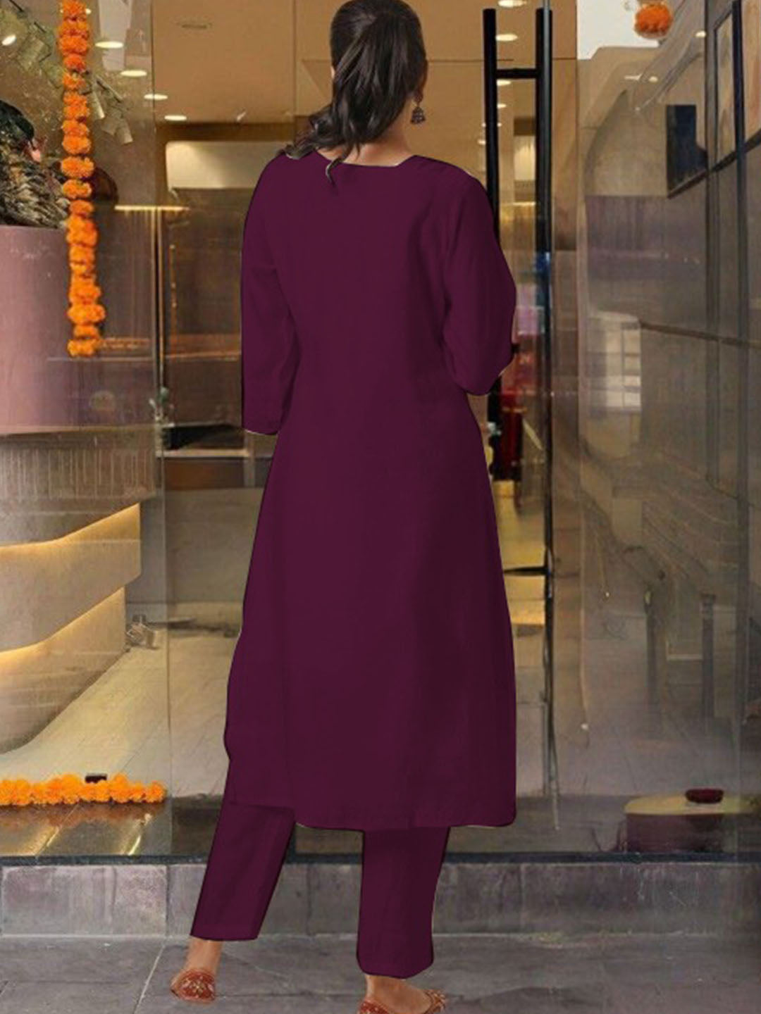 Zari Embroidered Kurta Set with Jacquard  Dupatta AND Classic Indian a-line style.