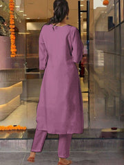 Women Embroidered Straight Kurta Set with Dupatta