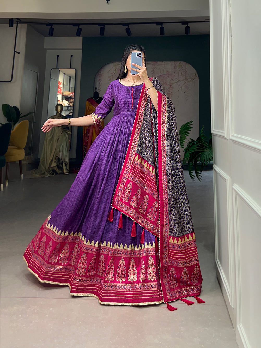 royal purple Anarkali gown