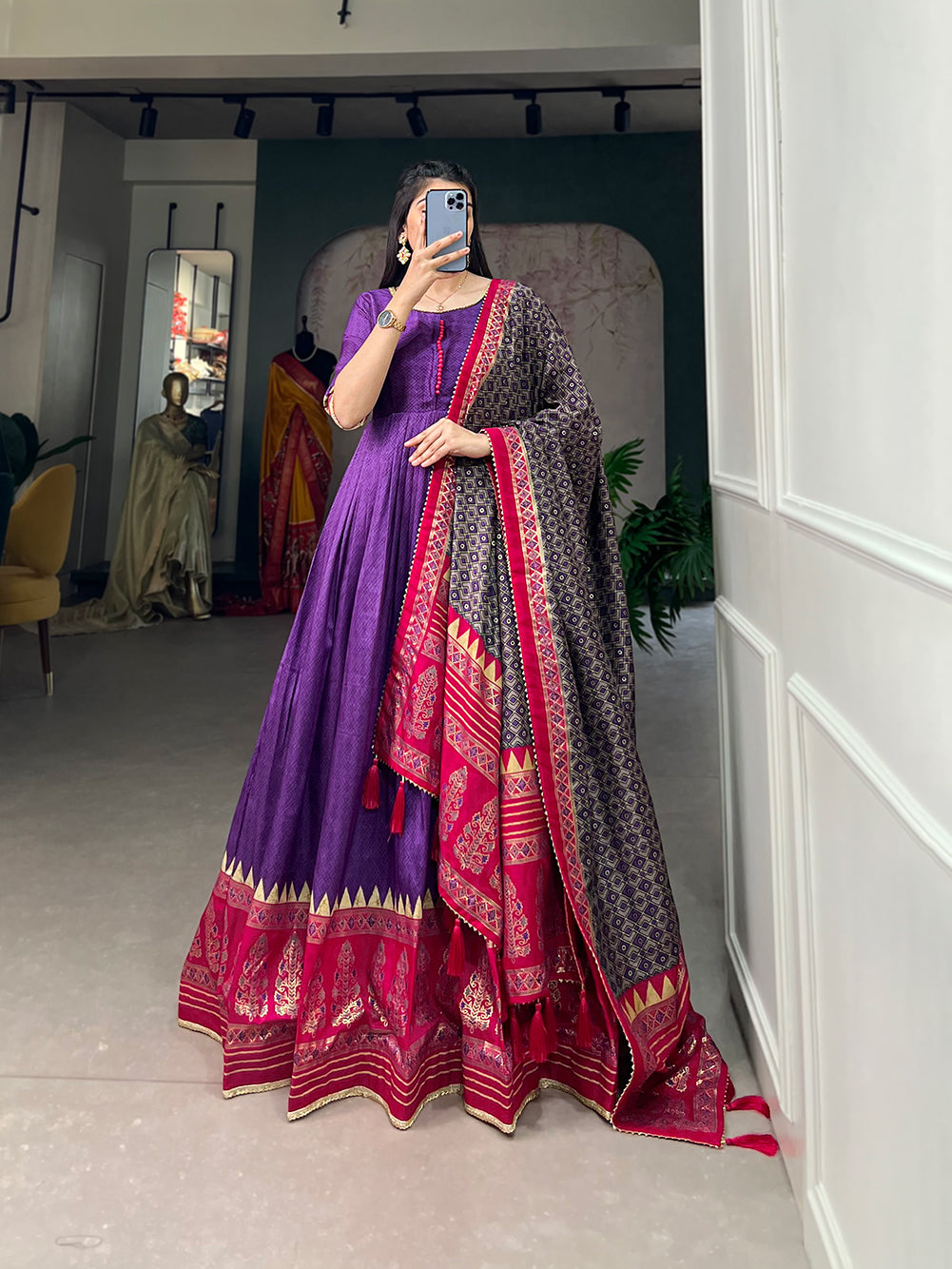 royal purple Anarkali gown
