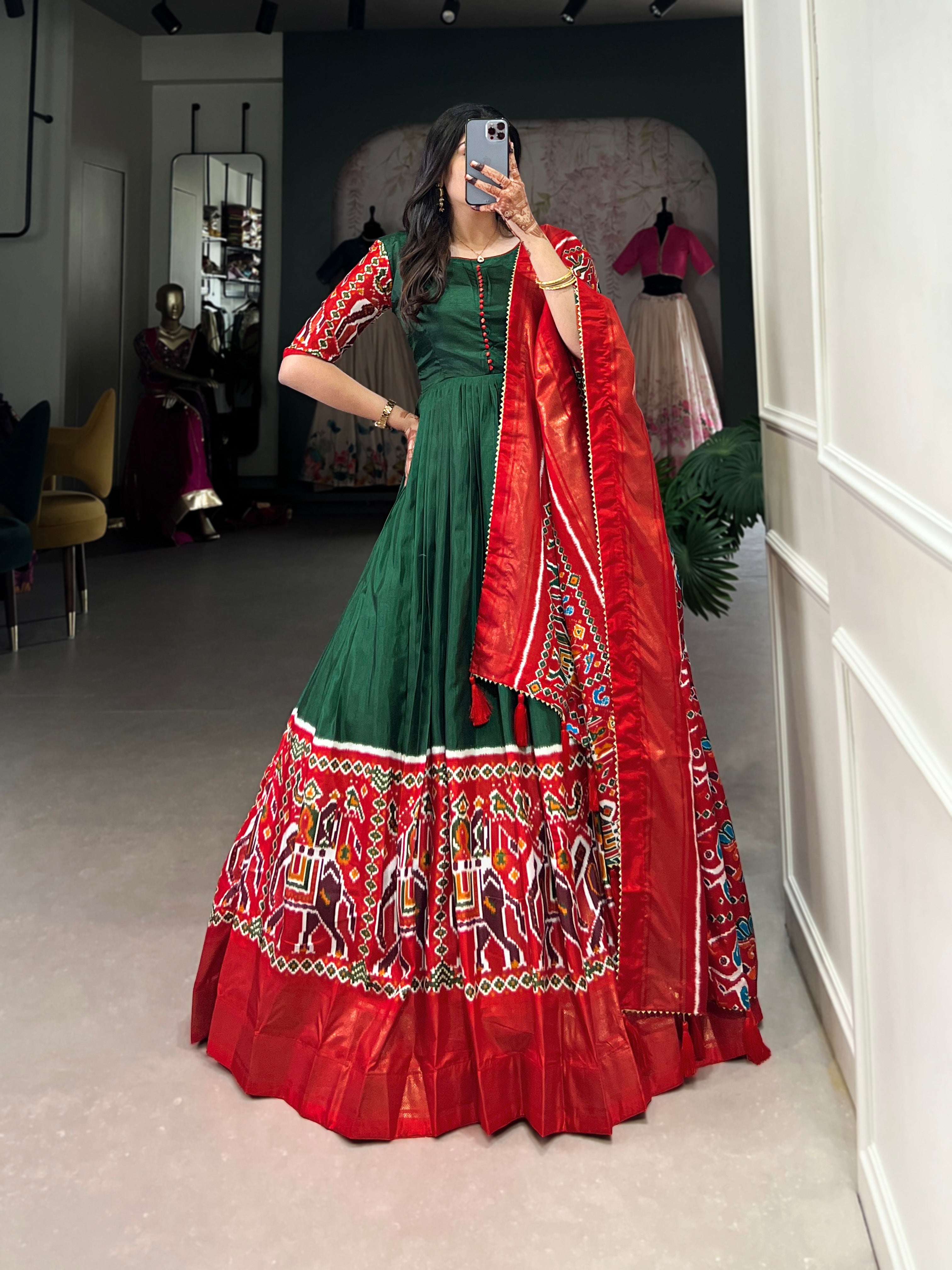 Women's Heavy Silk patola and Digital Print Gown