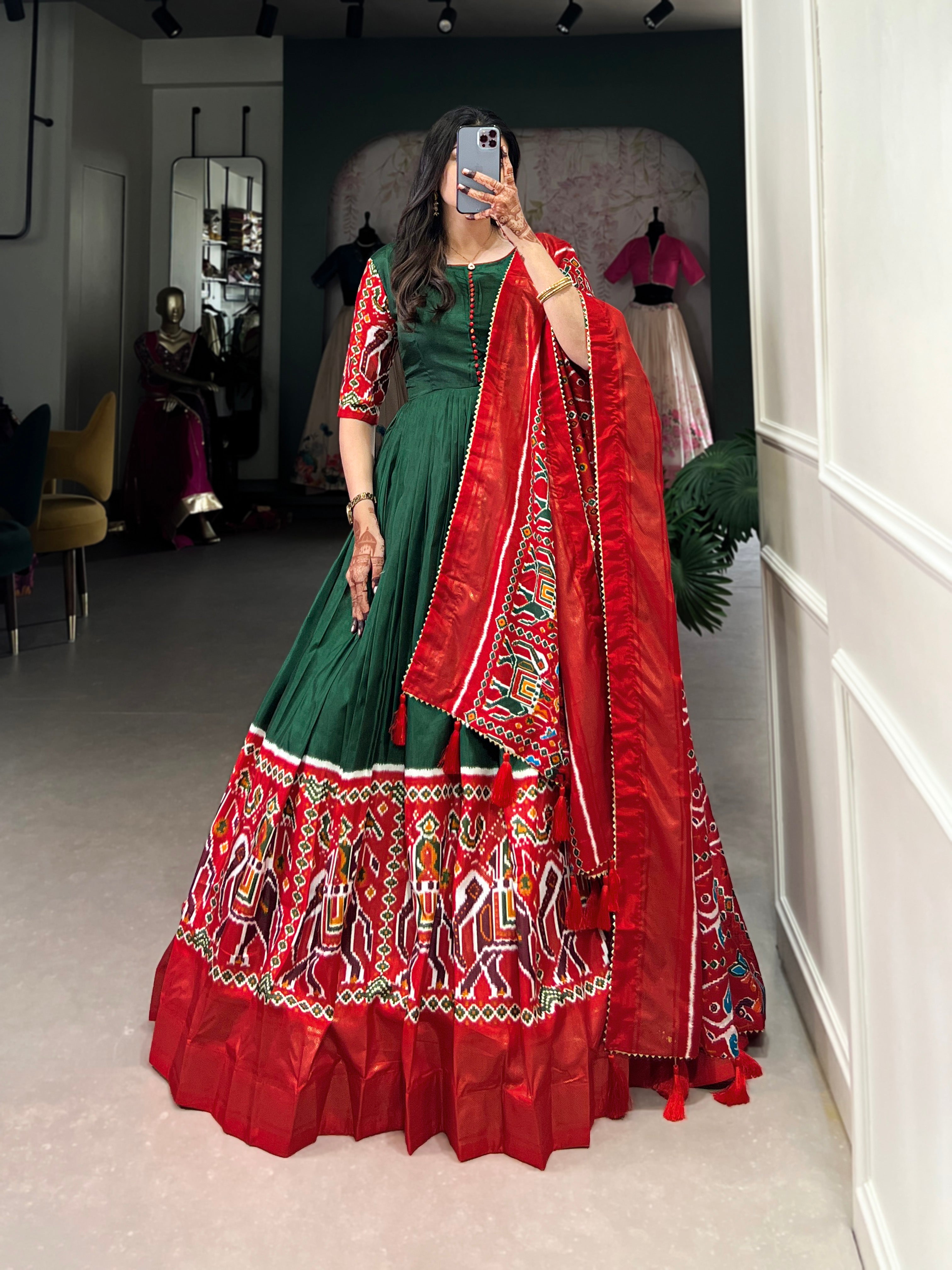 Women's Heavy Silk patola and Digital Print Gown
