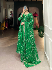 Women's Georgette With Leheriya Printed Gown