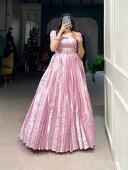 Kanjivaram Silk Party Gown With Weaving & Zari Work