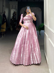 Kanjivaram Silk Party Gown With Weaving & Zari Work