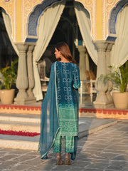 Luxury Ethnic Wear Soft Chinnon Silk Kurti Set with Intricate Handwork Dupatta