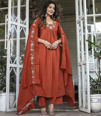 Trendy Kurta Pant Dupatta Set With Embrodary For Women