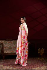 Peach Satin Silk Saree