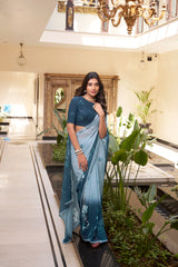 Floral Gotta Patti Georgette Tussar Saree