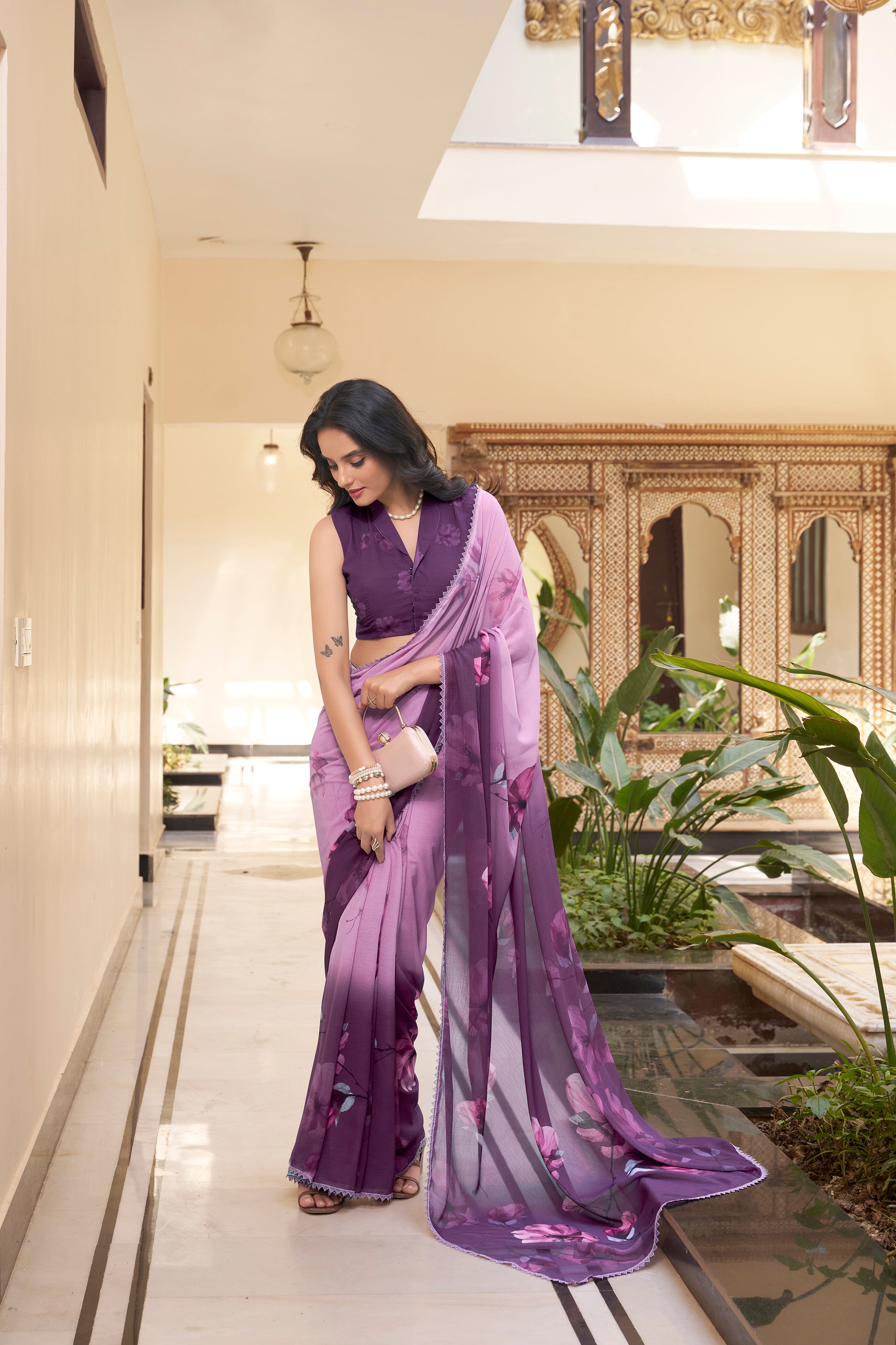 Purple Color Weightless Marble Saree