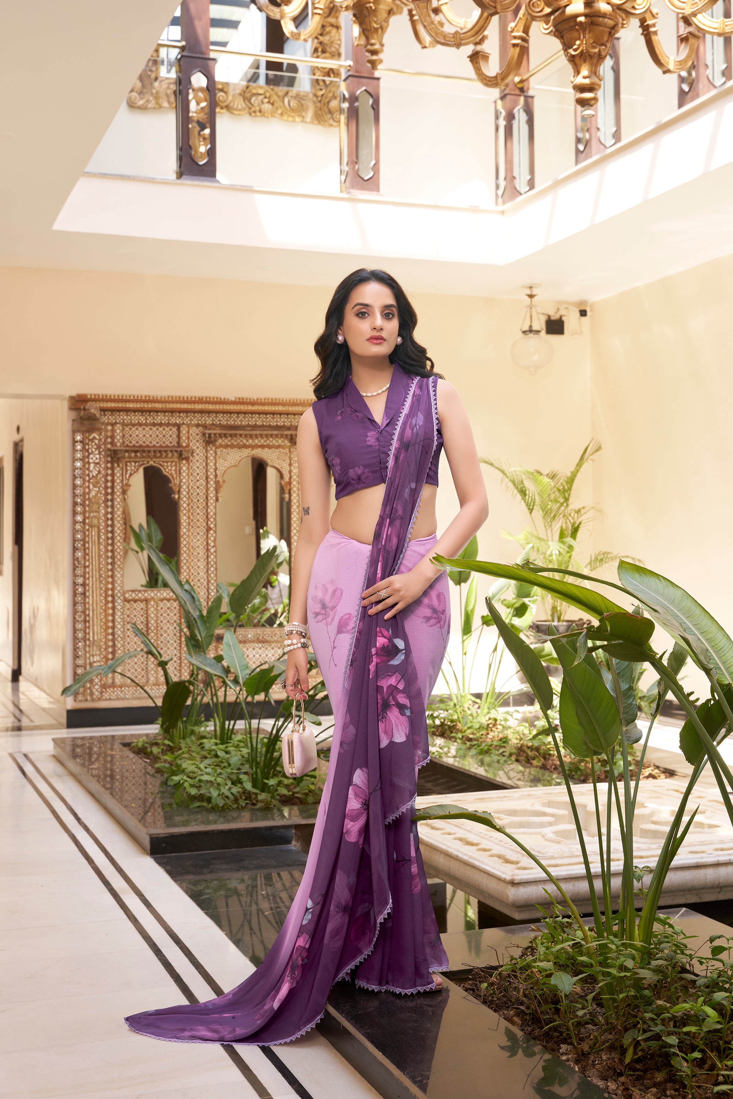 Purple Color Weightless Marble Saree
