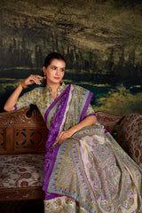 Bandhej Printed Art Silk Saree in Purple
