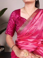 Pink Pure Jacquard Silk Patola Print With Zari Weaving Work Saree