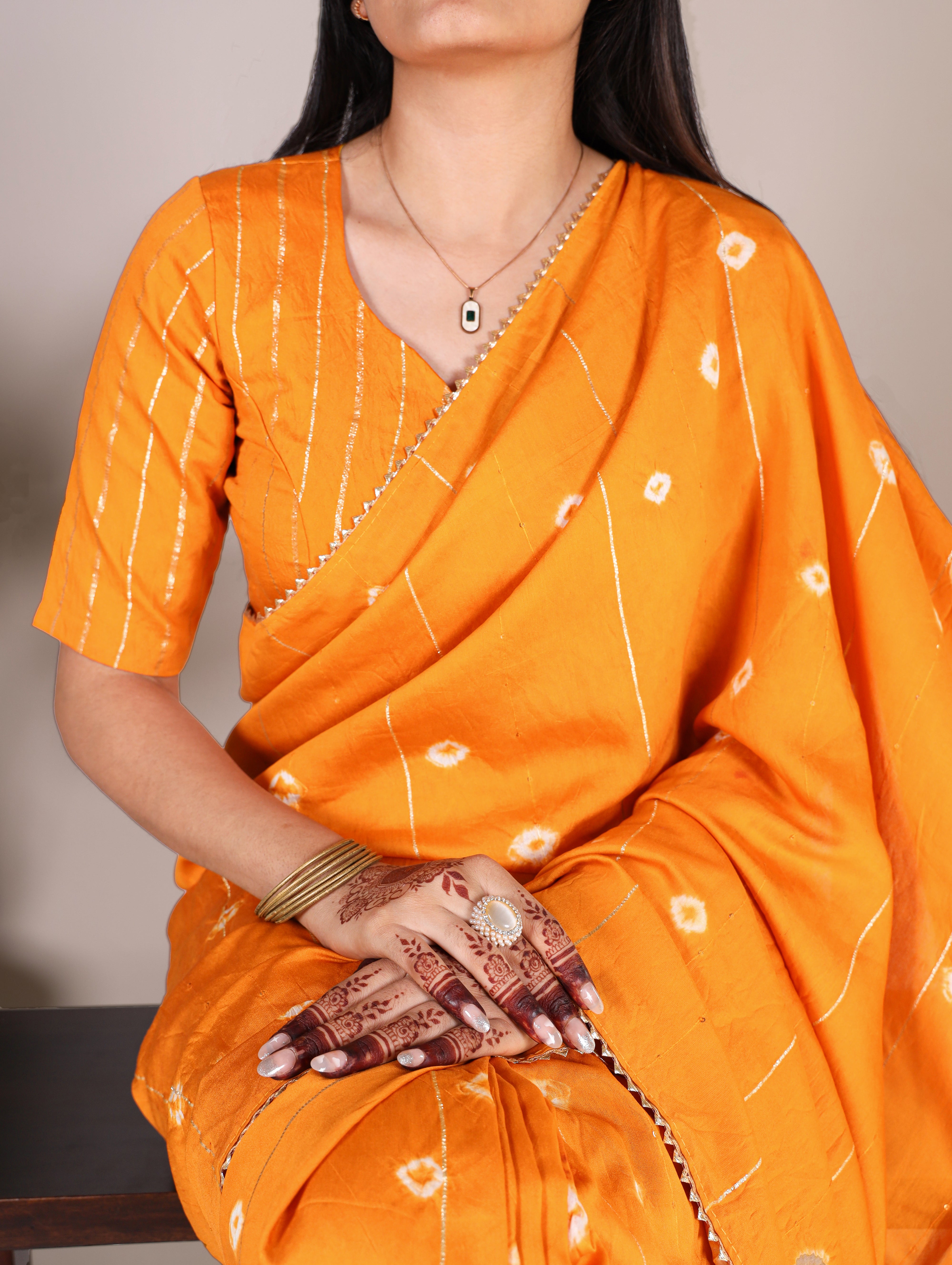 Mustard Elegant Viscose Chanderi Saree
