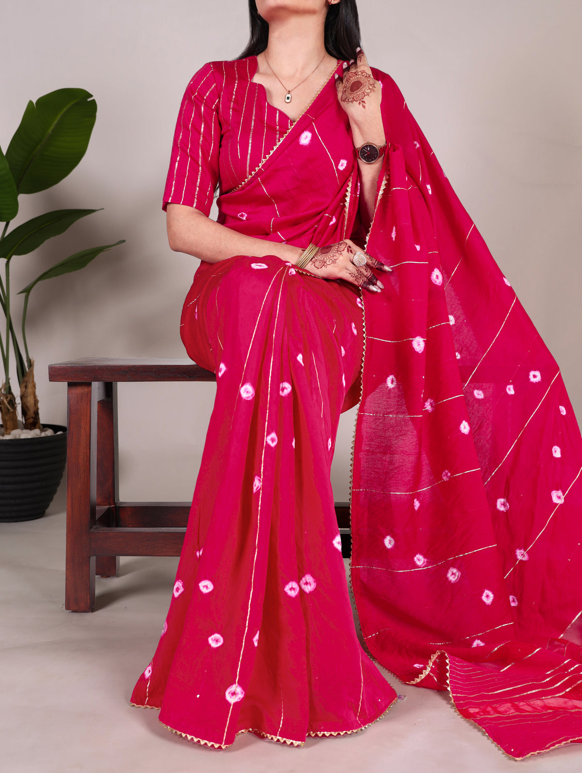 Pink Elegant Viscose Chanderi Saree