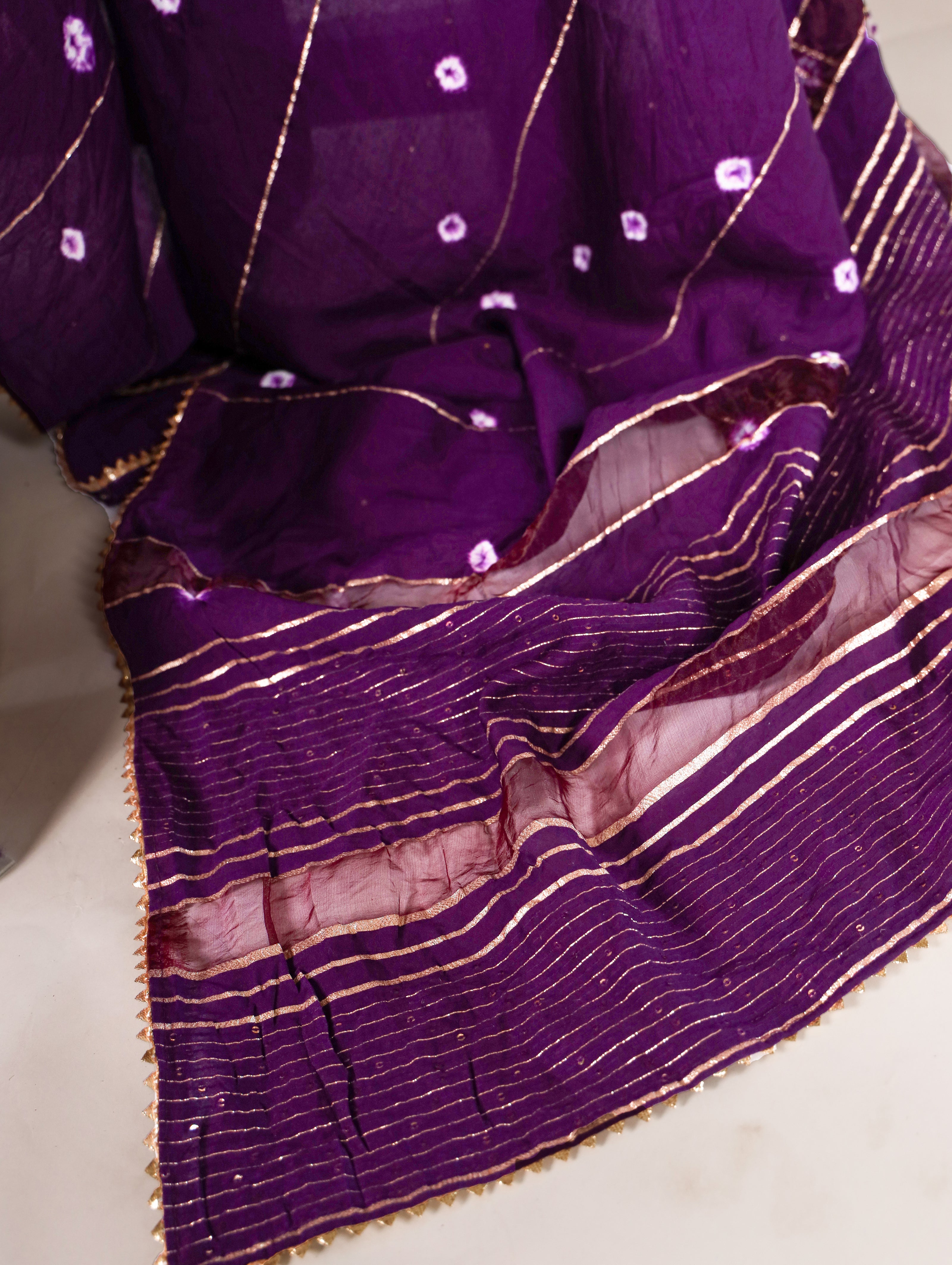 Purple Elegant Viscose Chanderi Saree