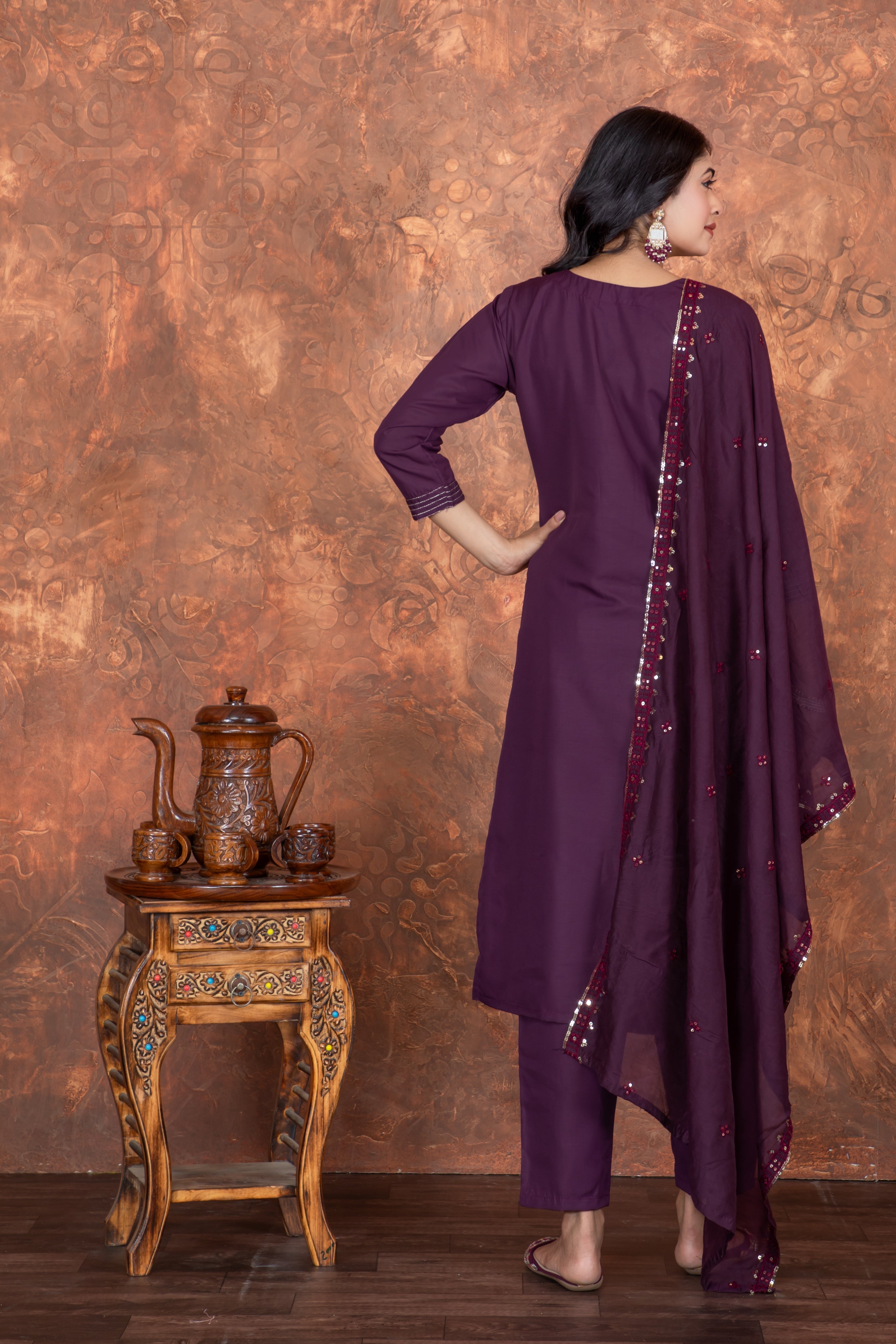 Women Woven Design Embroidered Kurta with Pyjama & Dupatta
