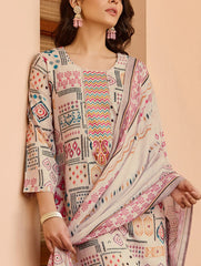 Stylish Printed Kurti Pant and Print with Lace Work Dupatta Set For Women and Girl