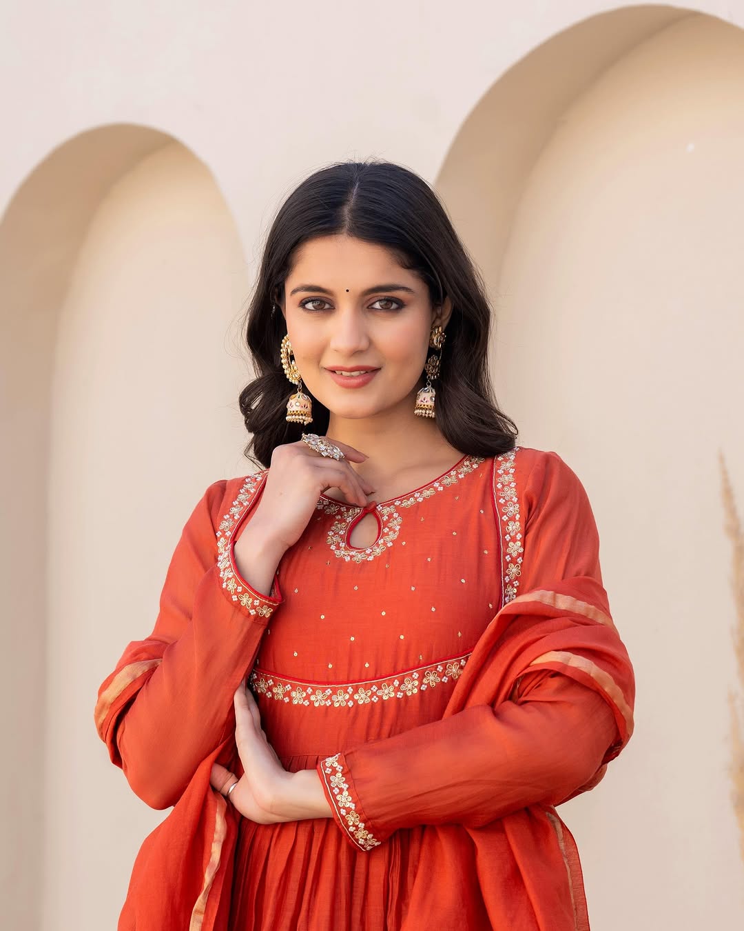 Women's Trending Viscose Silk Kurti Set with Embroidery Work