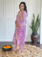New Chanderi Silk Embro Work Kurta Pant And Dupatta Set